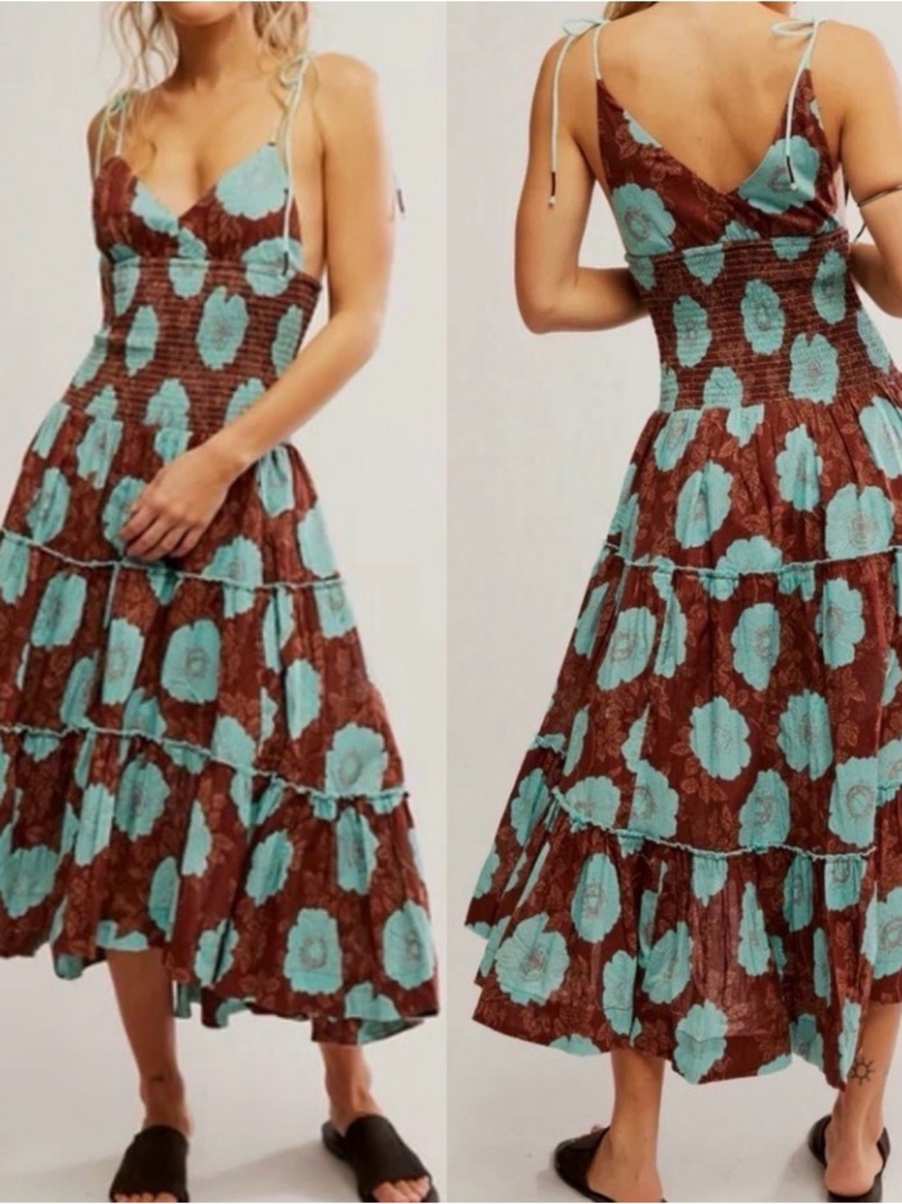 NWT Free People Adriel Floral Print Knee Length Cami Dress medium reg $169